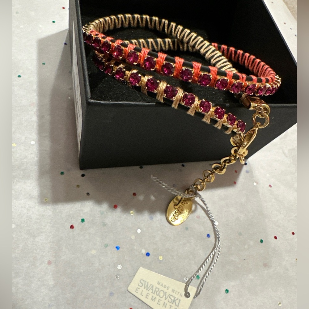LA HOLA Rose/Gold Silicon Wrap Bracelet Swarovski Elements NWT- Hard To Find